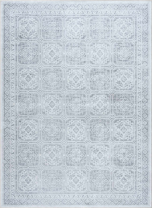 Dakari Gray Geometric Washable Area Rug
