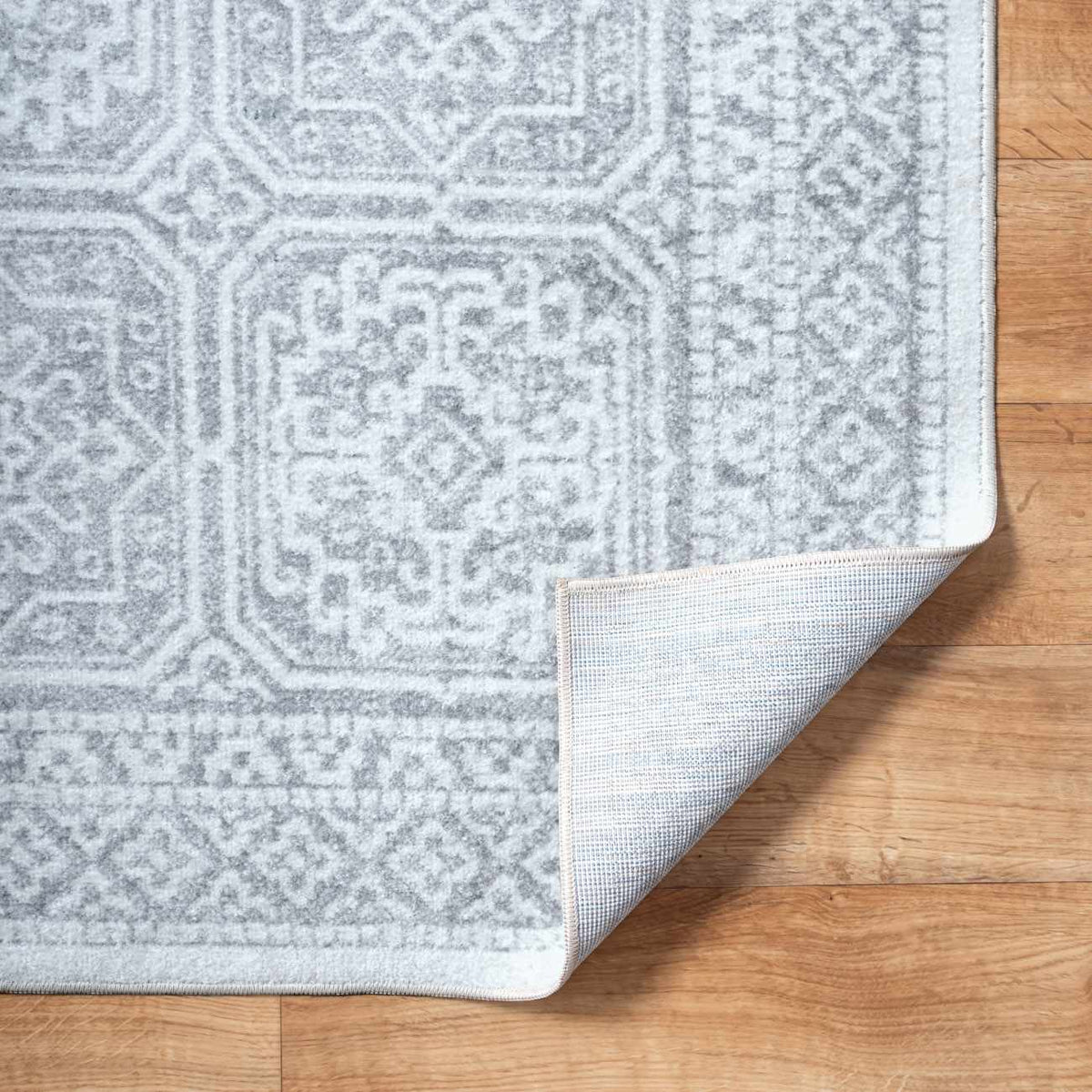 Dakari Gray Geometric Washable Area Rug