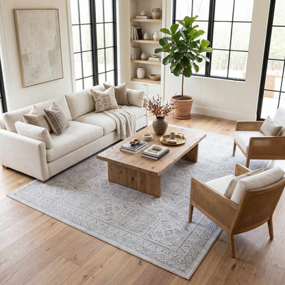 Dakari Gray Geometric Washable Area Rug
