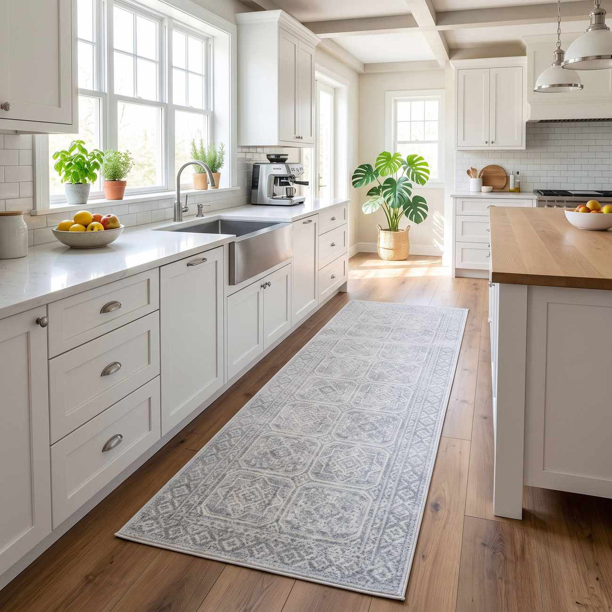 Dakari Gray Geometric Washable Area Rug