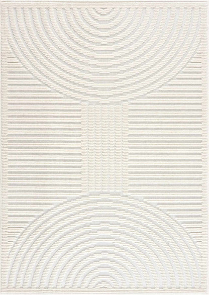 Deron White Washable 3D Rug