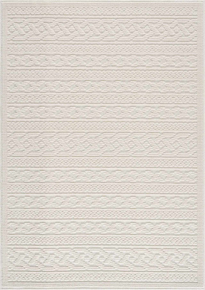 Fadey White 3D Washable Rug
