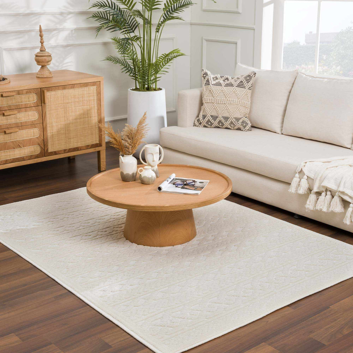 Fadey White 3D Washable Rug