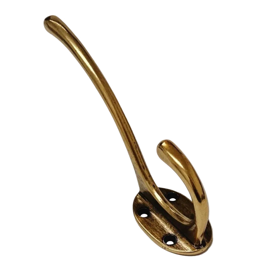 Large Antique Brass "Capri" Modern Wall Hat and Coat Hook.