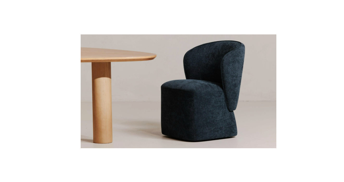 Larson Rolling Dining Chair Navy Blue