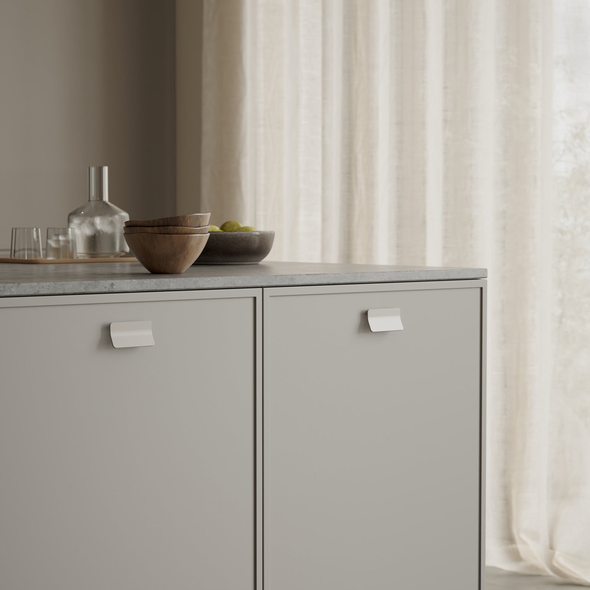 Light Beige "Leaf" Tab Drawer Pulls.