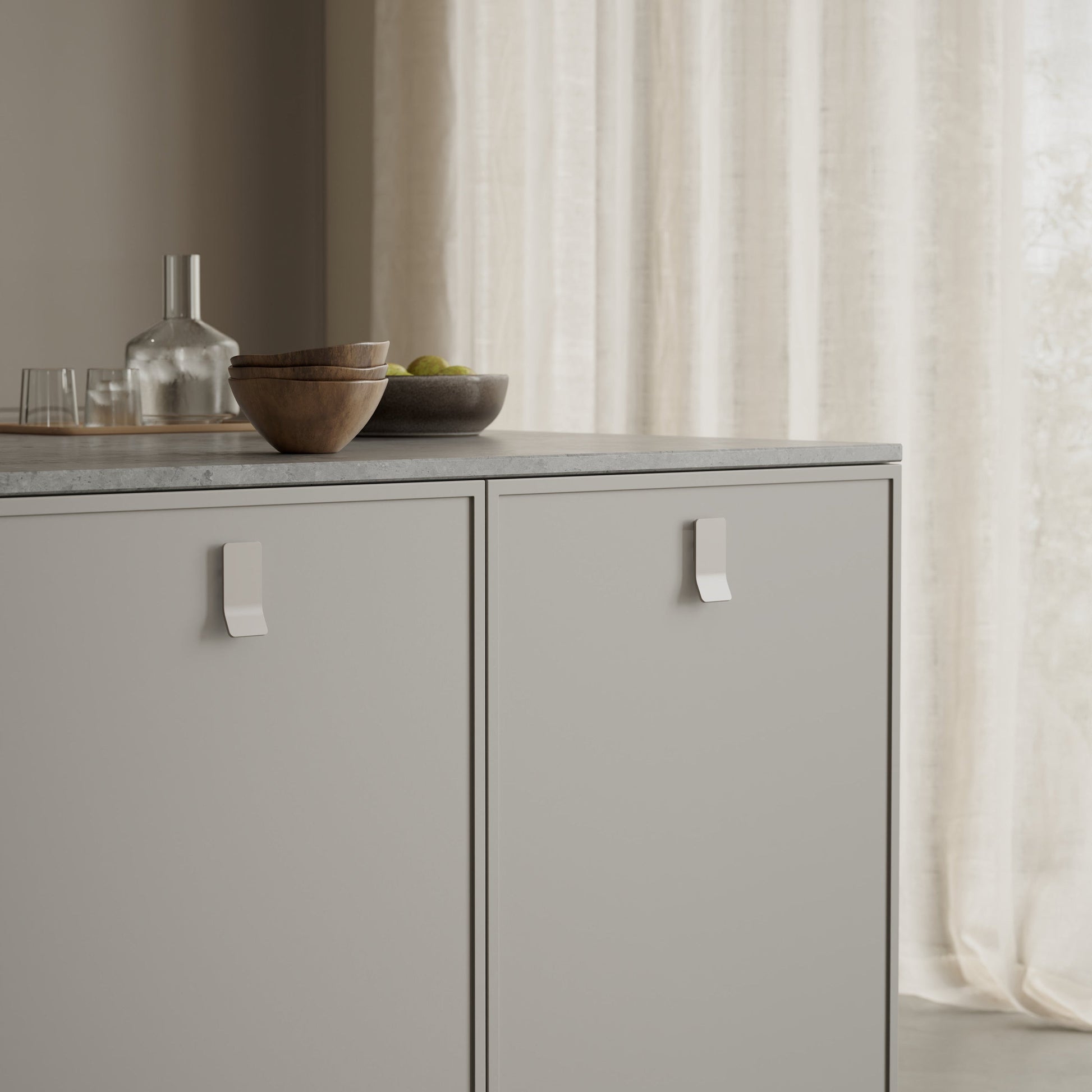 Light Beige "Leaf" Tab Drawer Pulls.