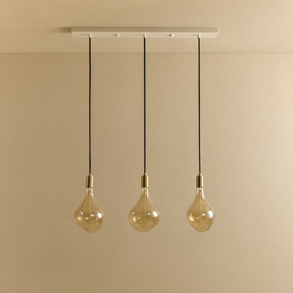 Linear Triple Pendant in Brass + Voronoi II
