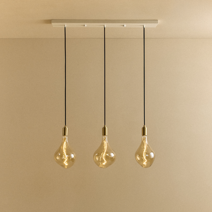 Linear Triple Pendant in Brass + Voronoi II