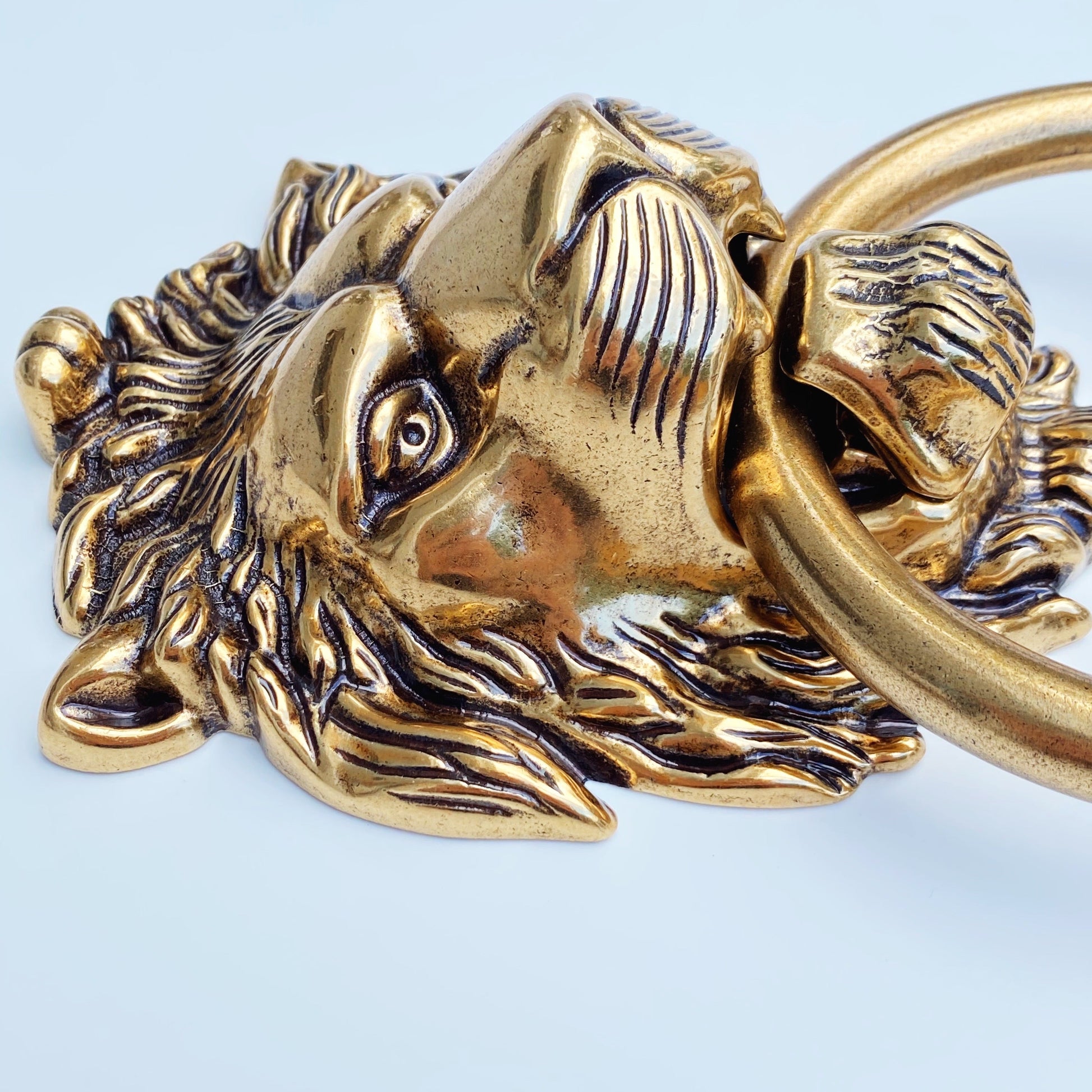 Brass Lionhead Door Knocker - Holiday Gift.