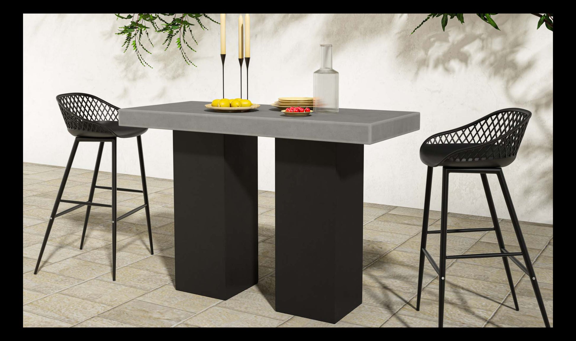 Lithic Outdoor Bar Table Grey.