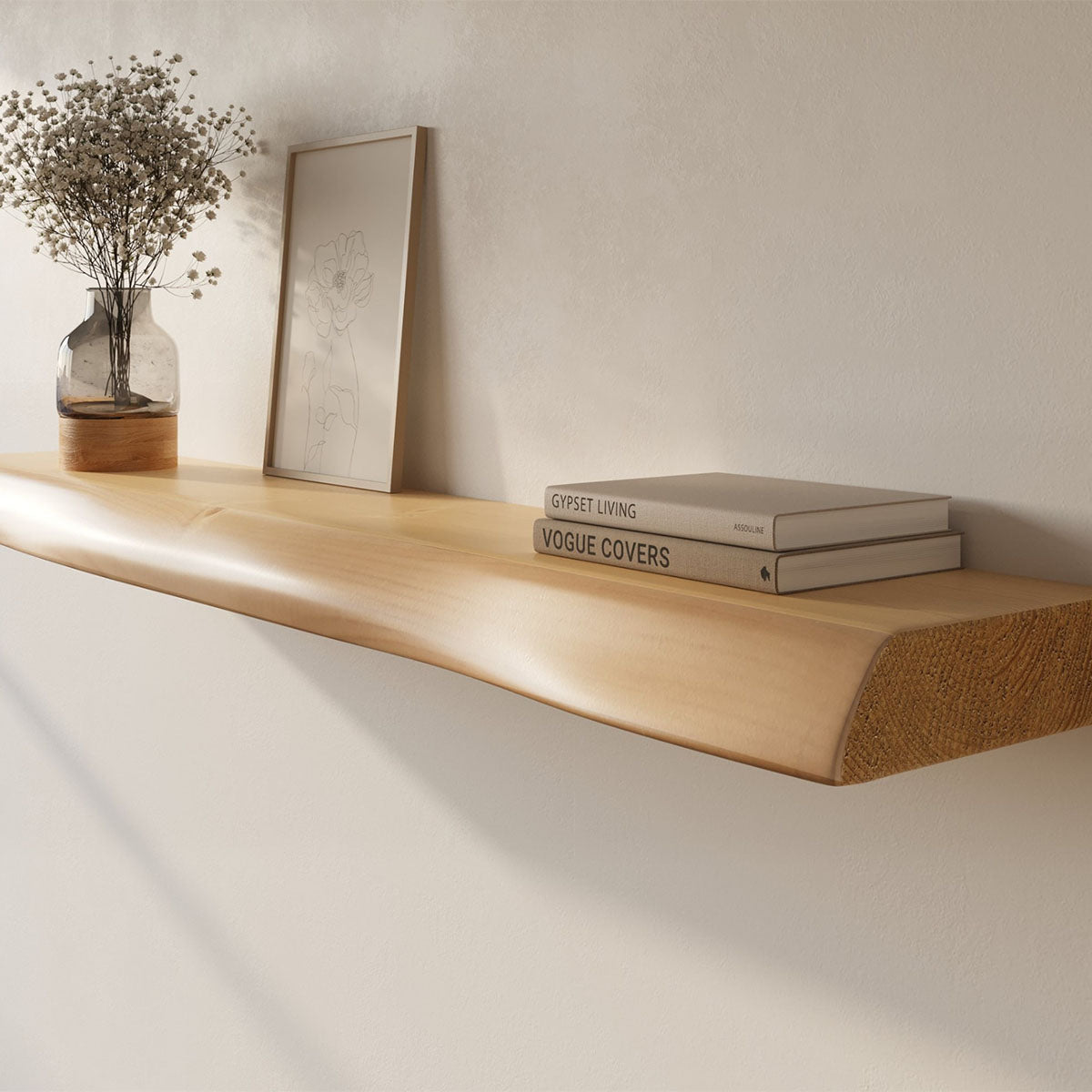 Live Edge Floating Wall Shelf – Solid Real Wood.