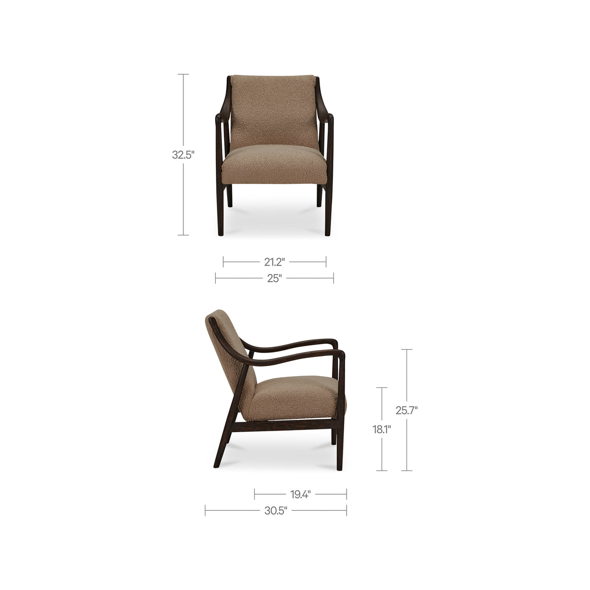 Yates Accent Chair Beige Faux Shearling view 9
