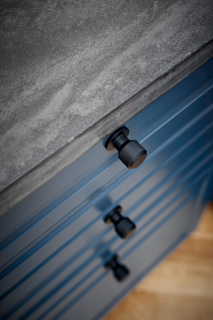 Matte Black "Manor" Knurled Cabinet Knobs and Drawer Pulls