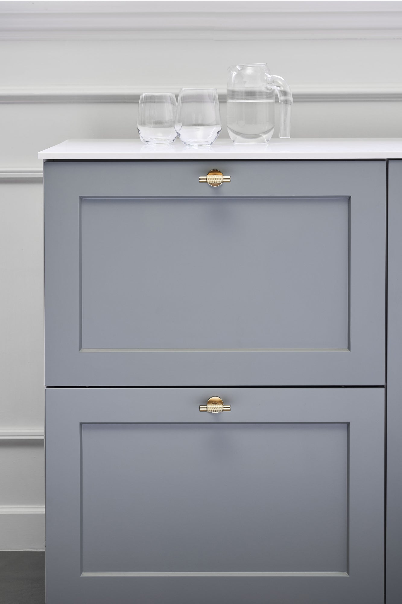 Brushed Gold "Manor" Knurled Cabinet Knobs and Drawer Pulls