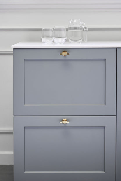 Brushed Gold "Manor" Knurled Cabinet Knobs and Drawer Pulls