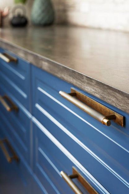 Knurled Backplate Antique Bronze "Manor" Knobs and Drawer Pulls