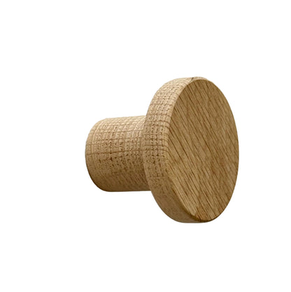 Modern "Pinta" Round Wall Hook in Unlacquered Oak.