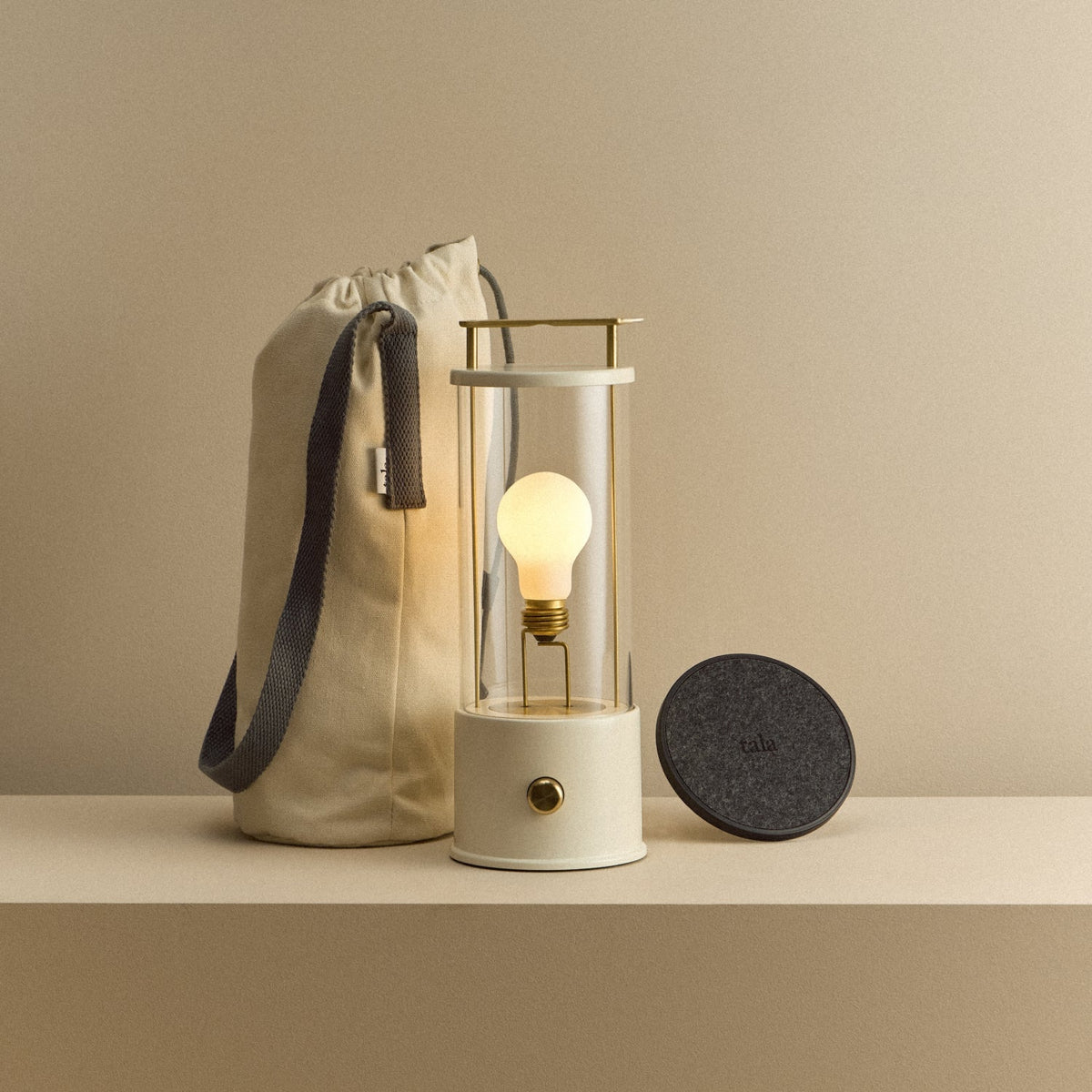 The Muse 1.0 Portable Lamp in Candlenut White Bundle.