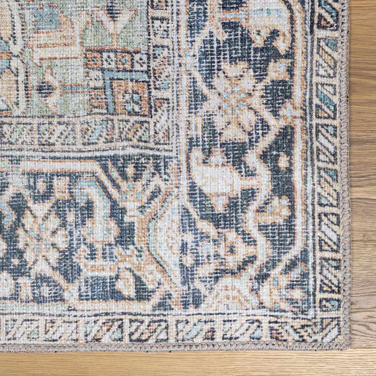 Green Nisa Tumble Dry Washable Rug
