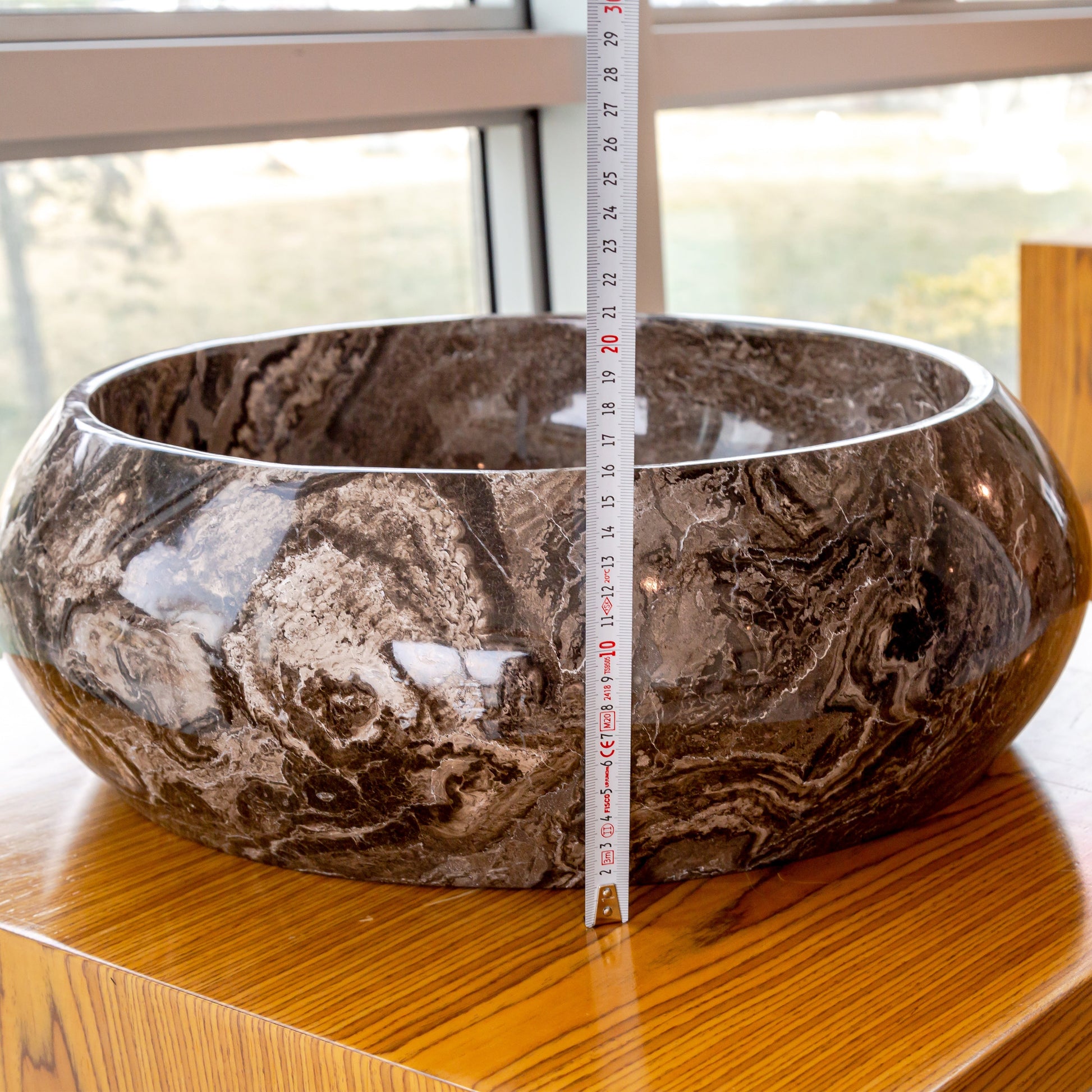 Narcist Brown Marble Vessel Sink High-Gloss Polished.