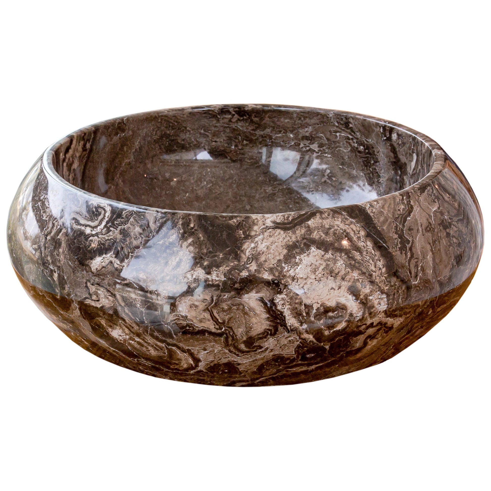Narcist Brown Marble Vessel Sink High-Gloss Polished.