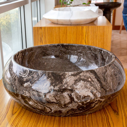 Narcist Brown Marble Vessel Sink High-Gloss Polished.