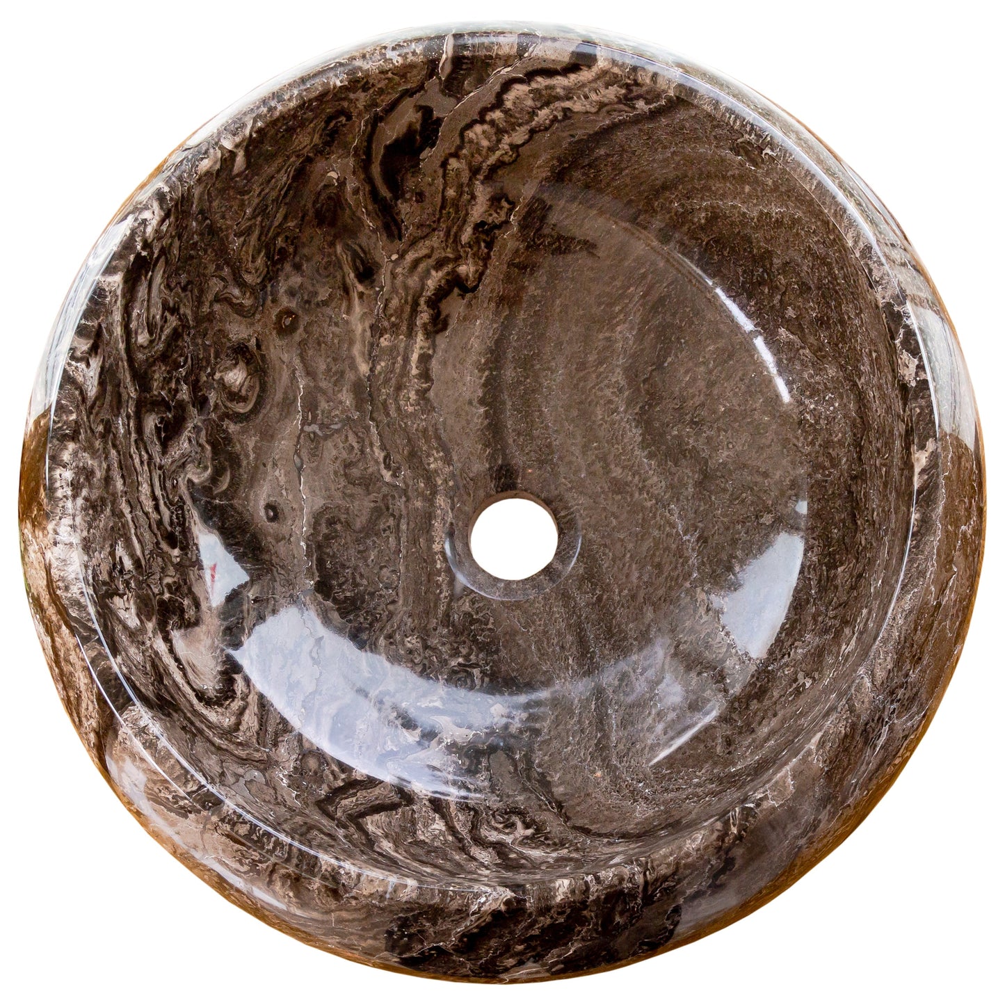 Narcist Brown Marble Vessel Sink High-Gloss Polished.