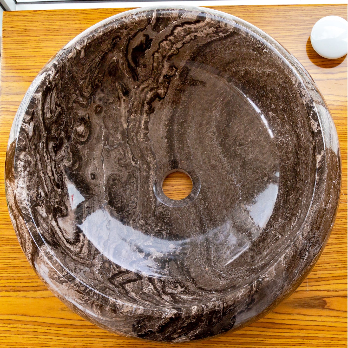 Narcist Brown Marble Vessel Sink High-Gloss Polished.