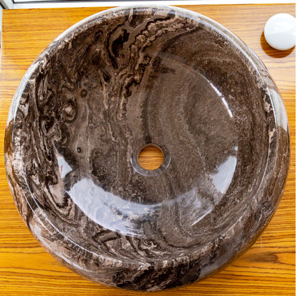 Narcist Brown Marble Vessel Sink High-Gloss Polished.