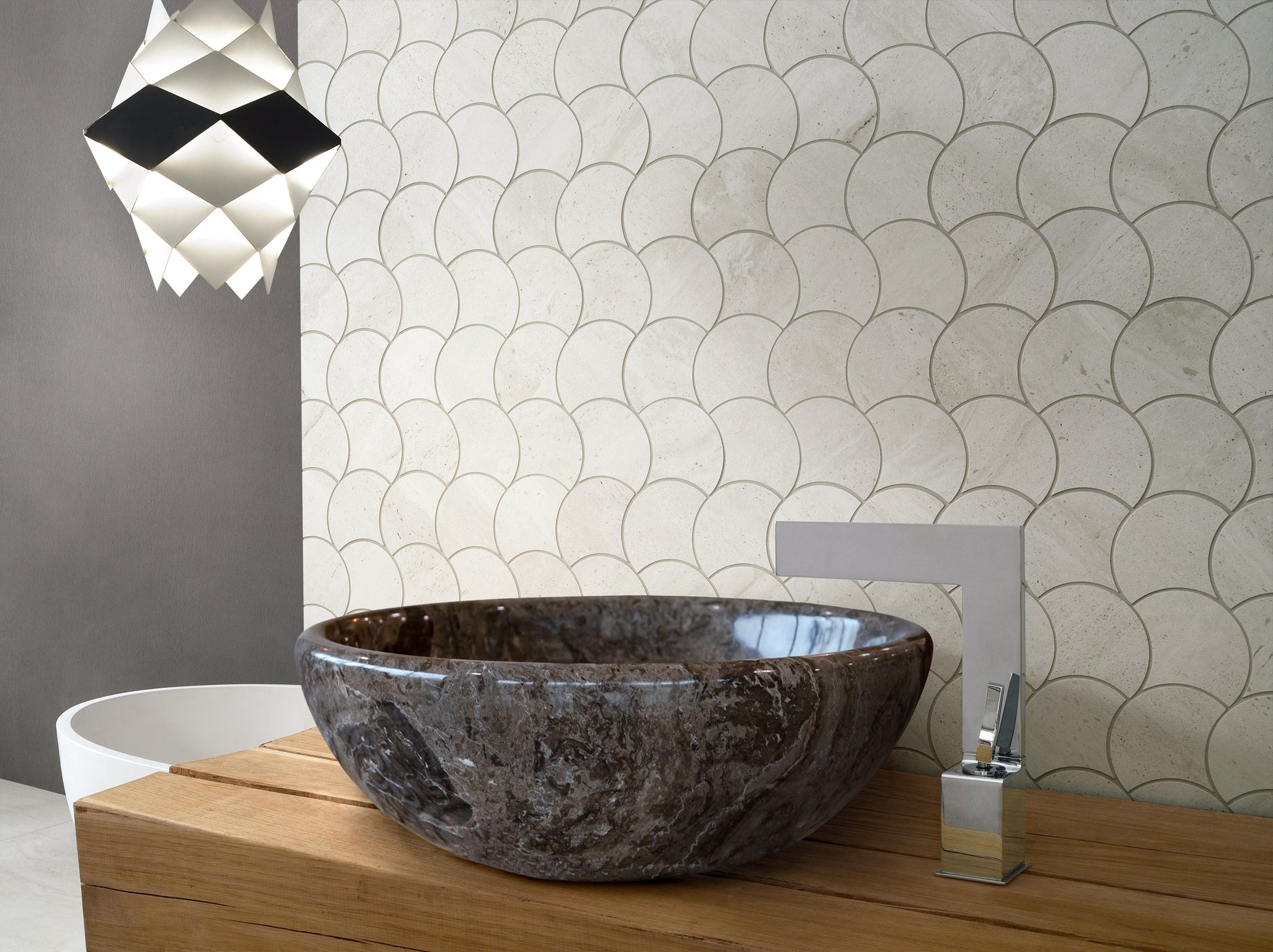 Narcist Brown Natural Stone Marble Vessel Sink High-Gloss Polished (D)16" (H)6".