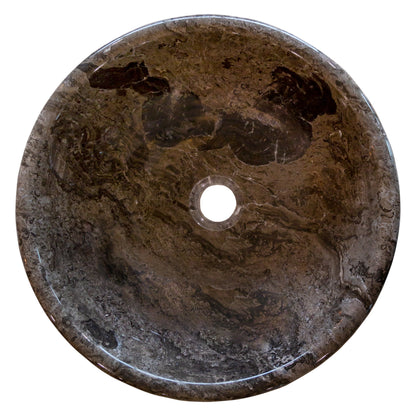Narcist Brown Natural Stone Marble Vessel Sink High-Gloss Polished (D)16" (H)6".