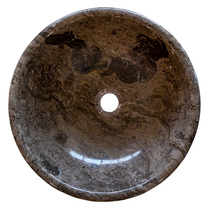 Narcist Brown Natural Stone Marble Vessel Sink High-Gloss Polished (D)16" (H)6".