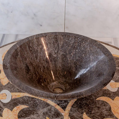 Narcist Brown Marble V-Shape Tapered Sink Polished (D)16" (H)6".