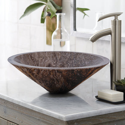 Narcist Brown Marble V-Shape Tapered Sink Polished (D)16" (H)6".