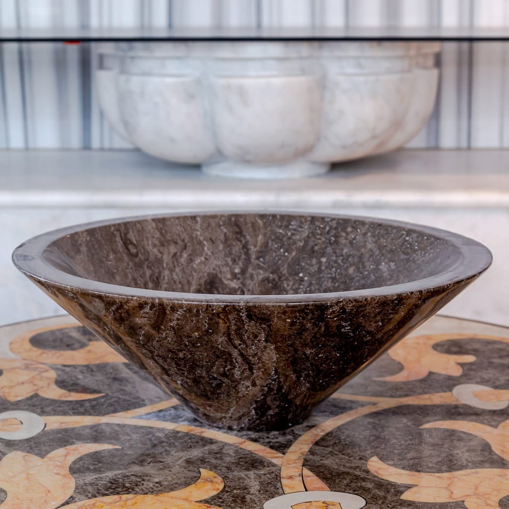 Narcist Brown Marble V-Shape Tapered Sink Polished (D)16" (H)6".