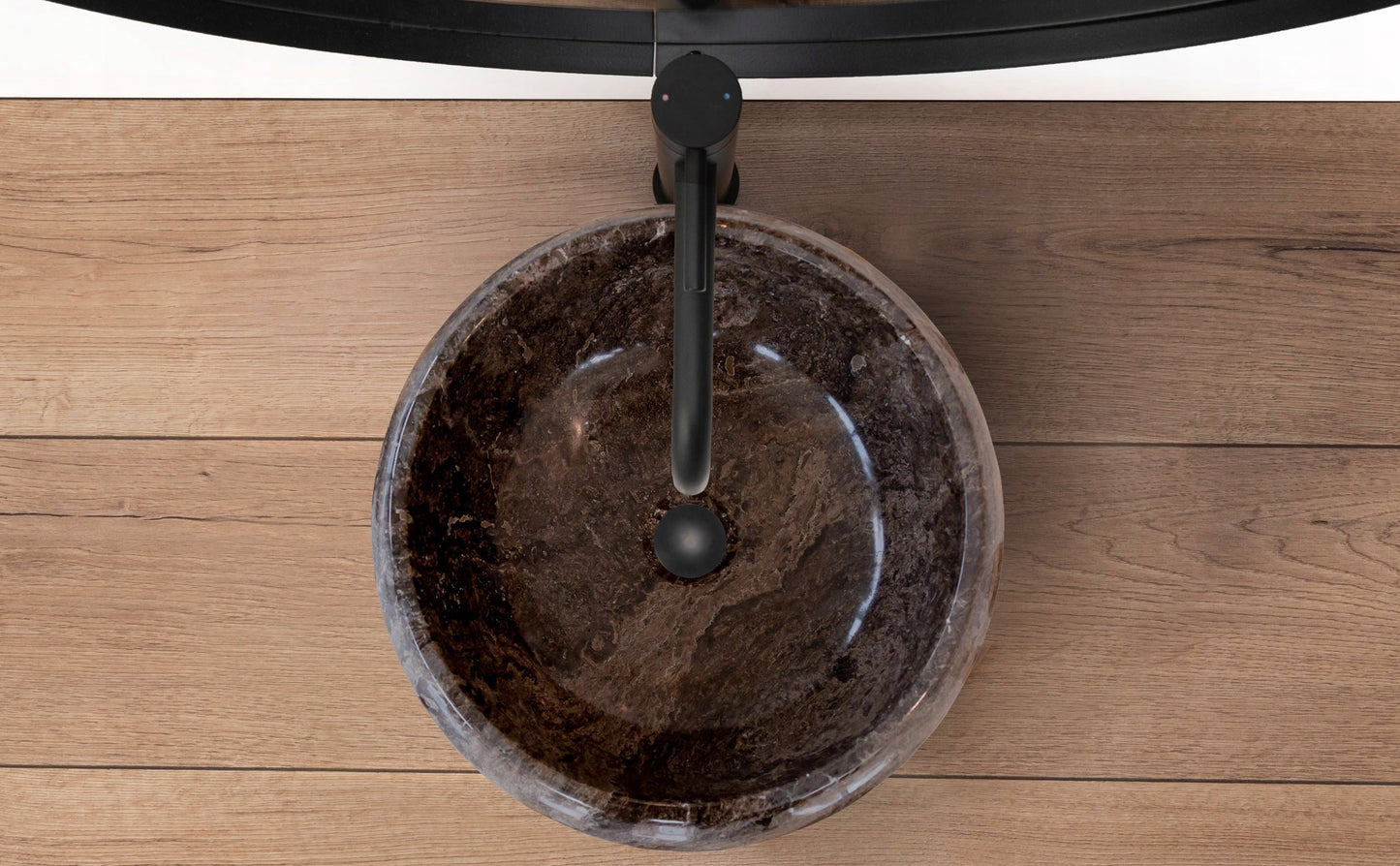 Narcist Brown Marble Vessel Sink High-Gloss Polished.