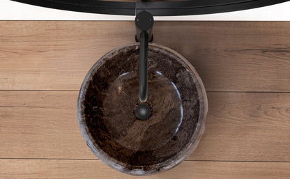 Narcist Brown Marble Vessel Sink High-Gloss Polished.