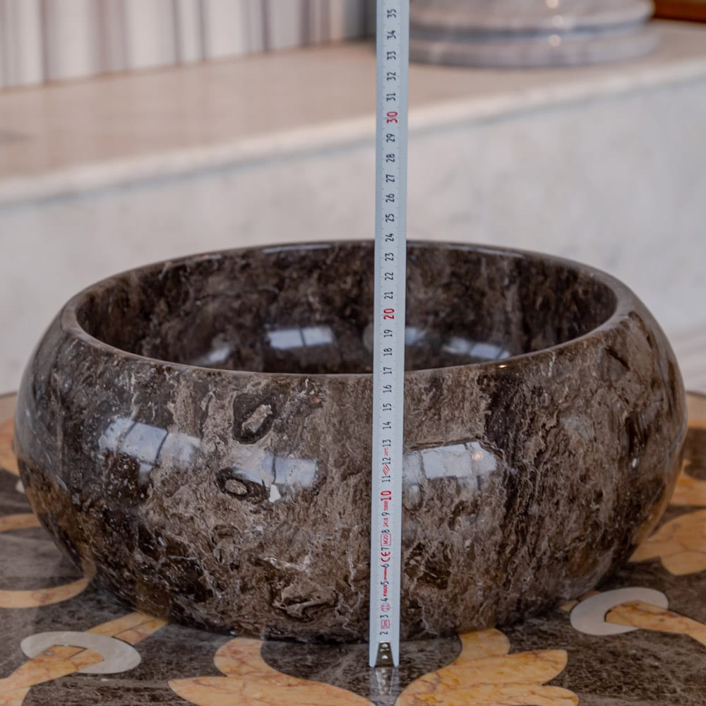 Narcist Brown Marble Vessel Sink High-Gloss Polished.