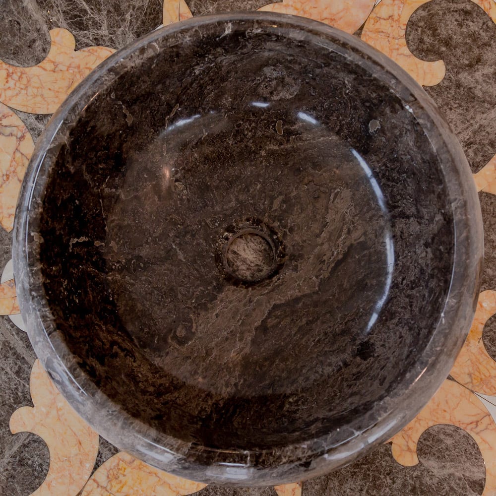 Narcist Brown Marble Vessel Sink High-Gloss Polished.