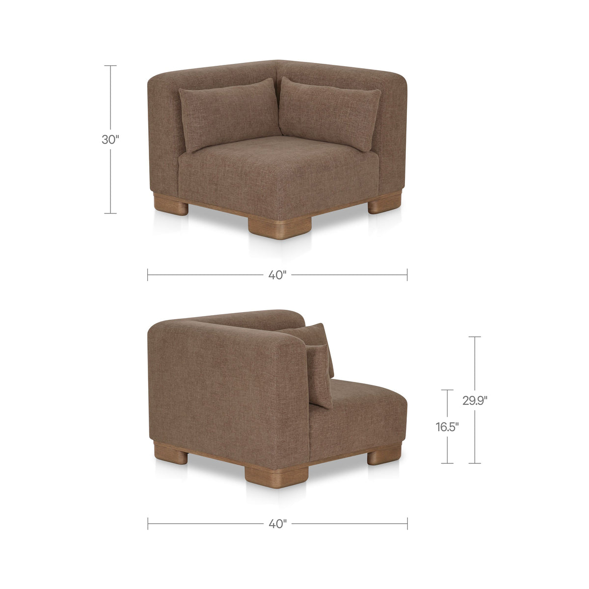 June Corner Chair Dark Brown dimensions