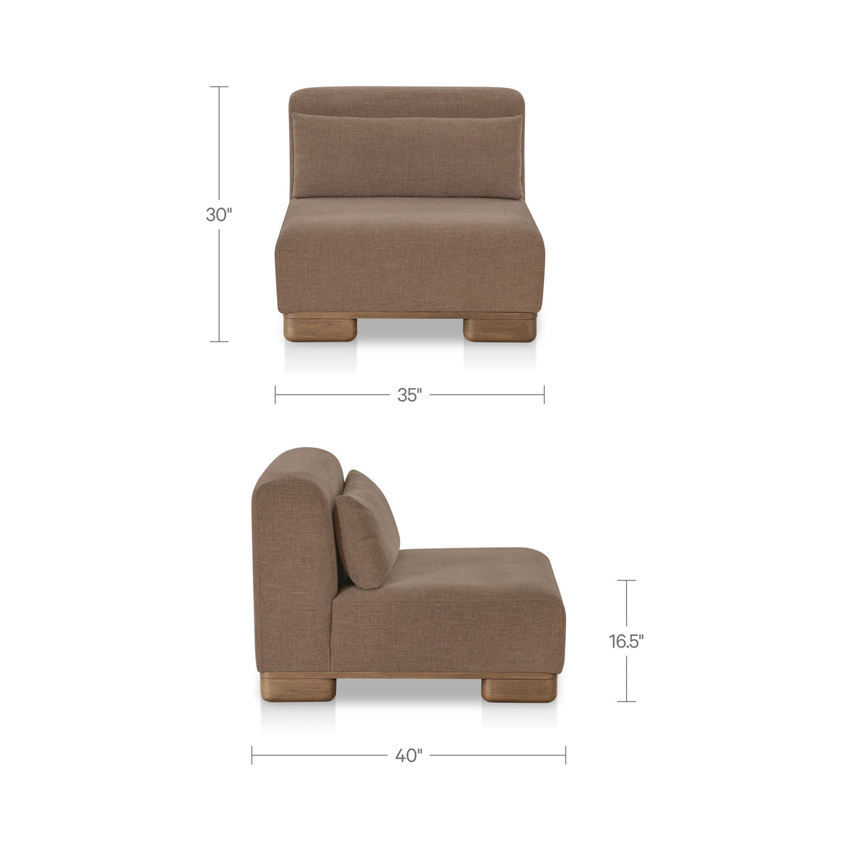 June Slipper Chair Dark Brown dimensions