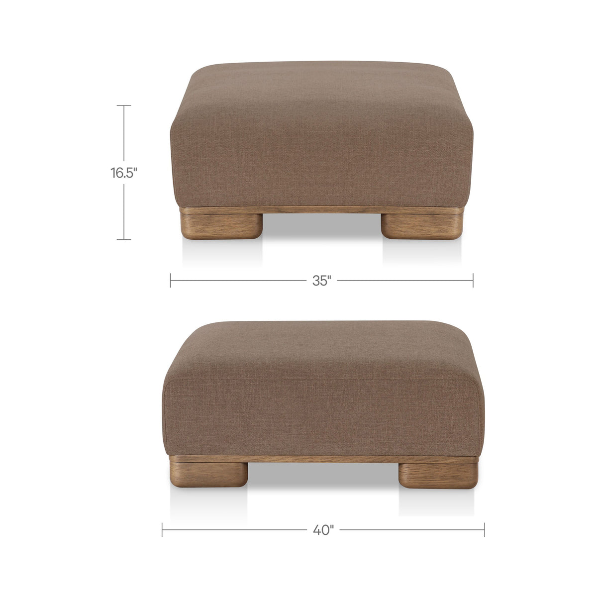 June Ottoman Dark Brown dimensions