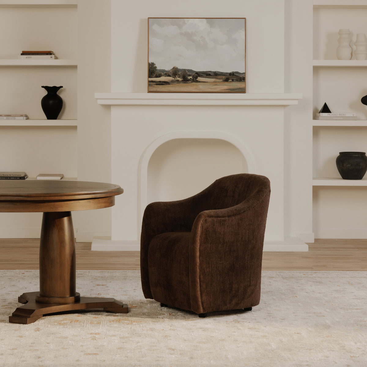 Drava Rolling Dining Chair Dark Brown – image 2