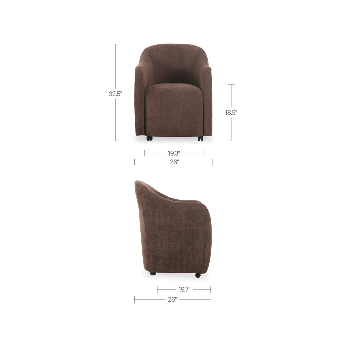 Drava Rolling Dining Chair Dark Brown – image 3