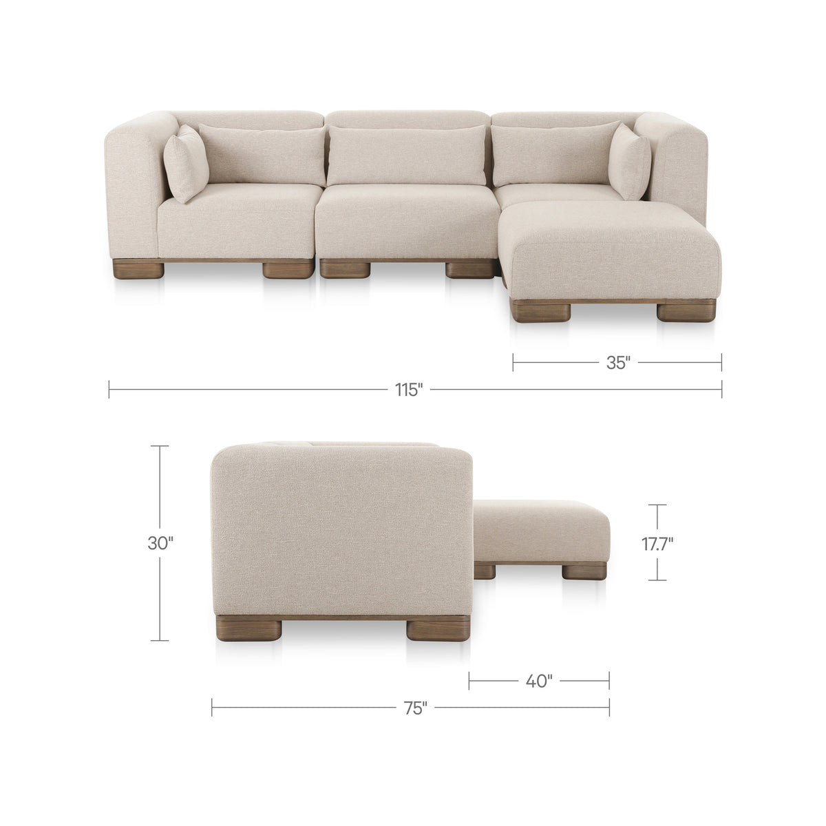June Lounge Modular Sectional Oatmeal view 10