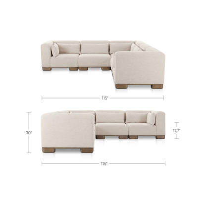 June Classic L-Shaped Modular Sectional Oatmeal view 10