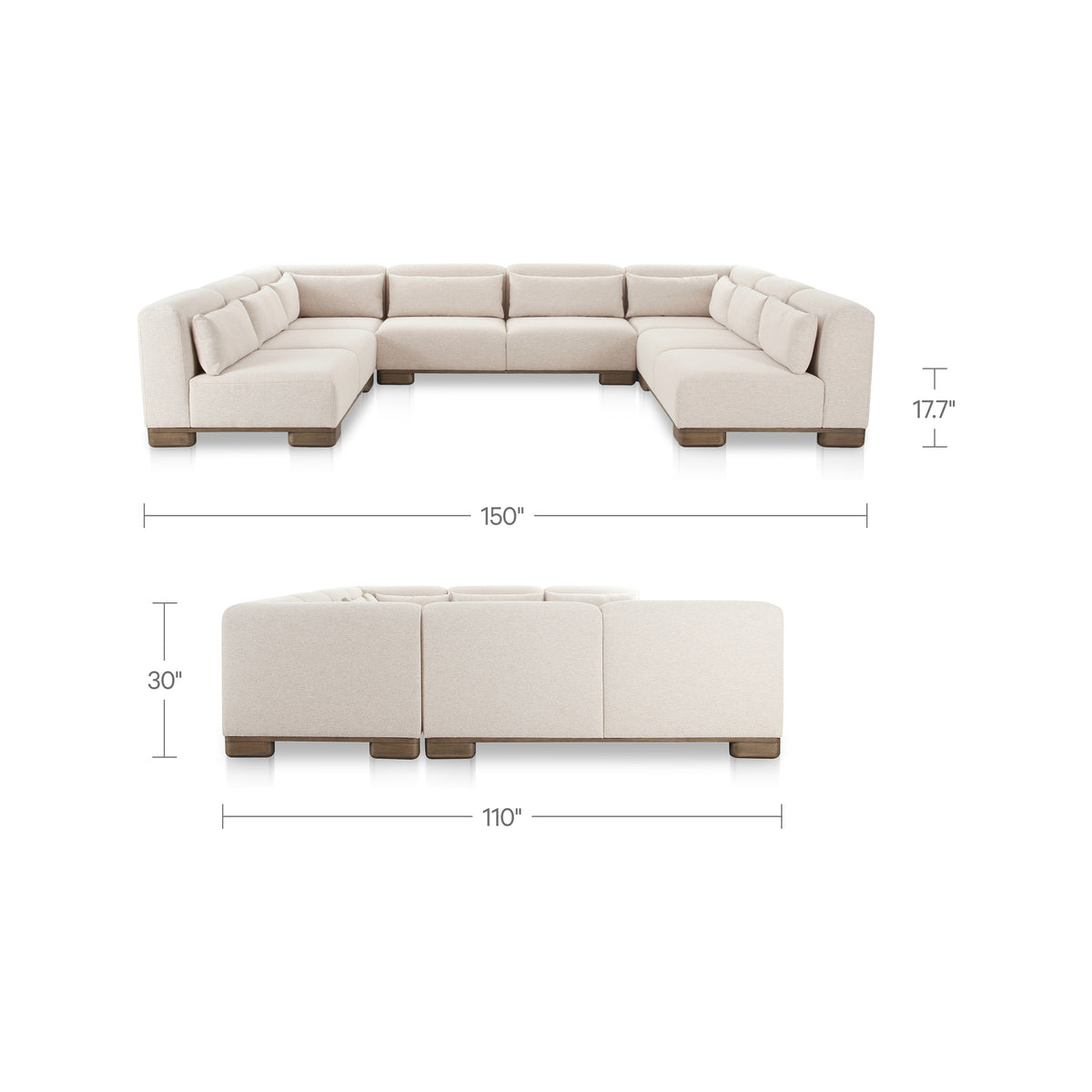 June U Shaped Modular Sectional Oatmeal view 7