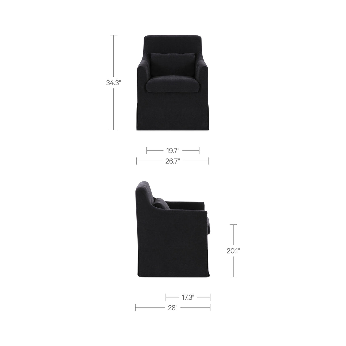 Lydia Slipcover Dining Chair Black additional view