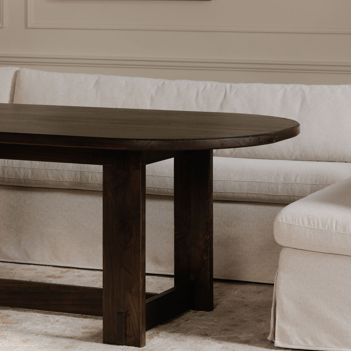 Fable Slipcover Dining Bench Beige lifestyle image